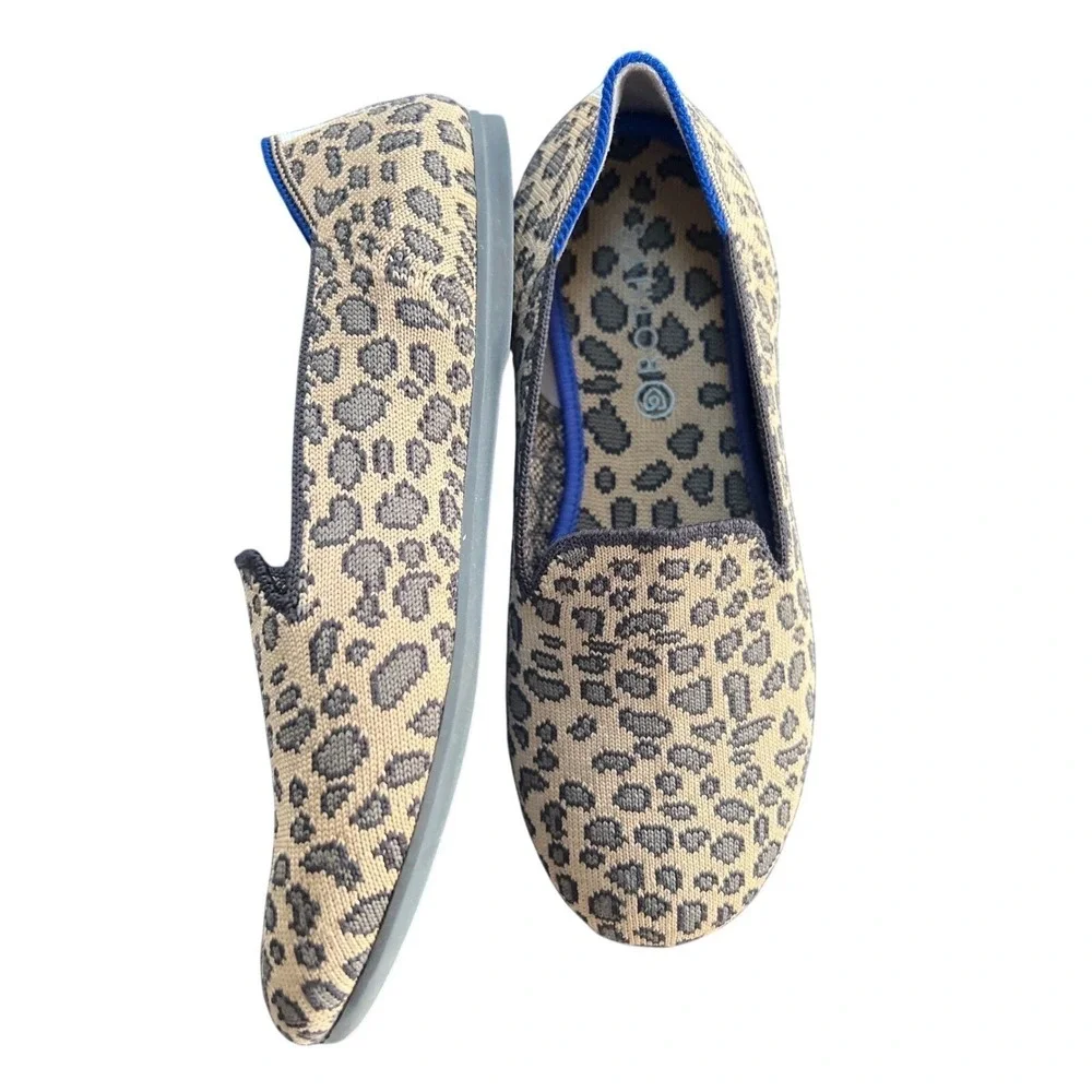Rothy's Kids Loafer's Girls Size 3 Spotted Leopard Animal Print Slip-on Shoes‎